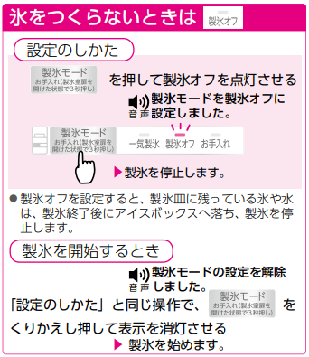 製氷を停止する(製氷オフ・製氷停止) | よくあるご質問 | 東芝ライフ 